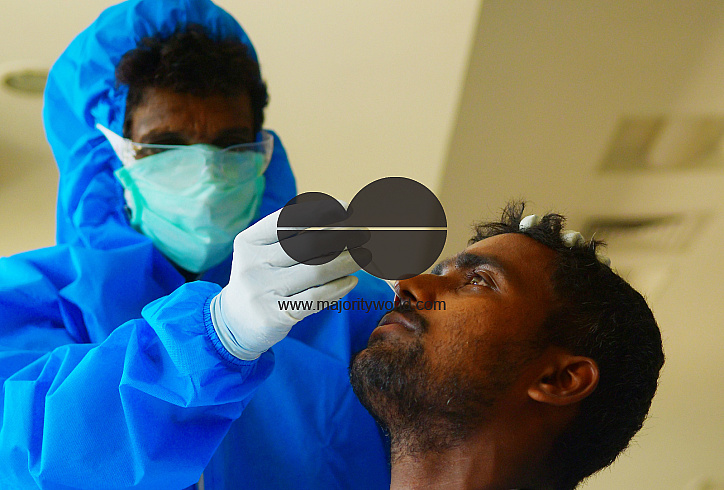 Journalists, going through under swab test