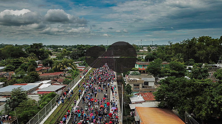 Migrant Caravan from Honduras from Above