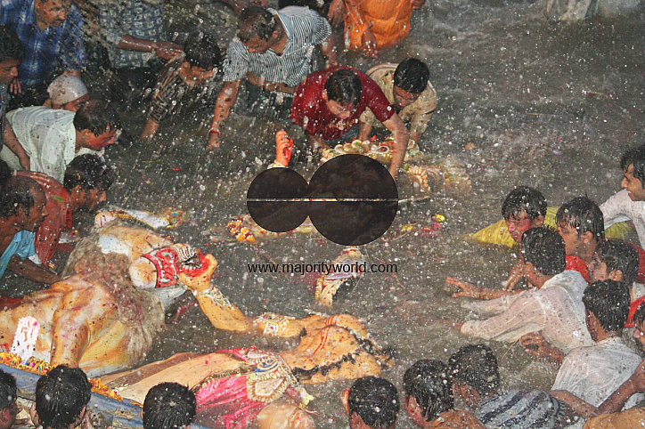 Preparation of emersion and the emersion of goddess Durga in Assam