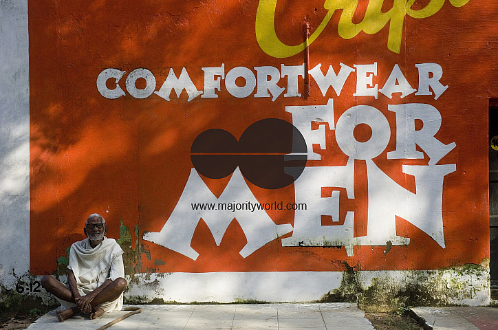 India. Painted sign, roadside, Tamil Nadu.