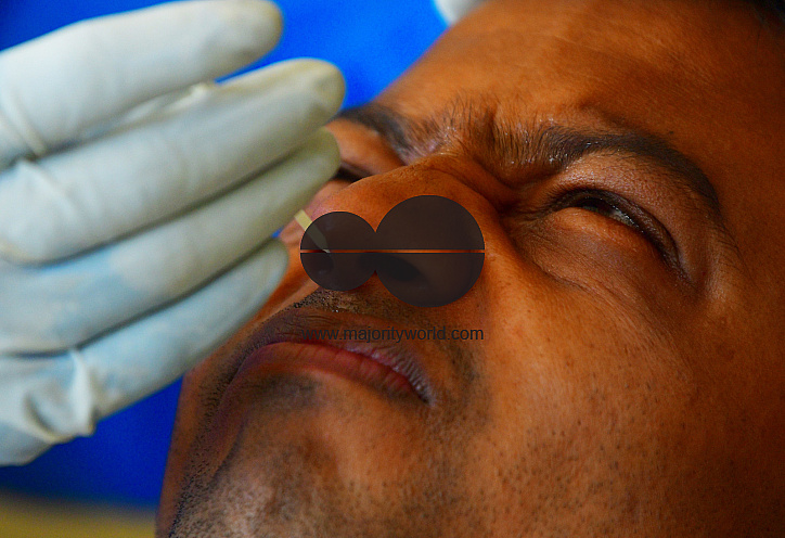 Journalists, going through under swab test