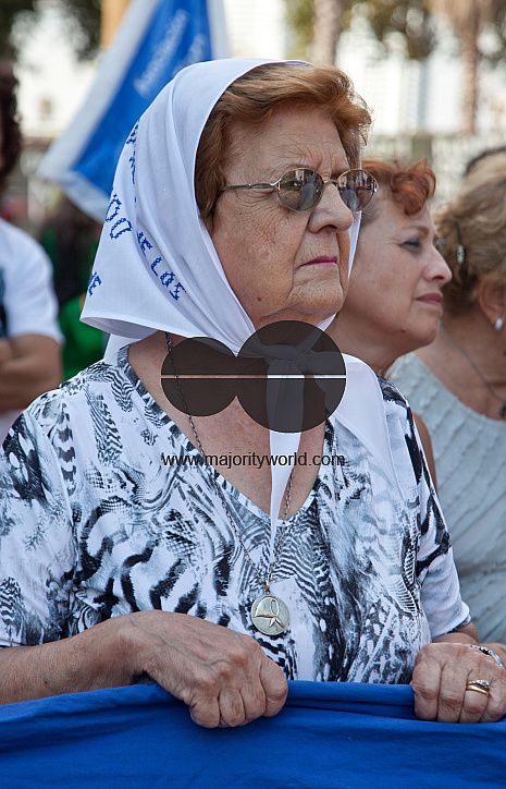 Mothers of Plaza de Mayo during weekly demonstration to establish the fate of their disappeared children and grandchildren during the Dirty War and dictatorship of 1976-1983. Buenos Aires, Argentina.