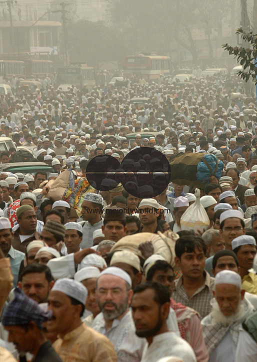 Pilgrims flow into the bank of Turag