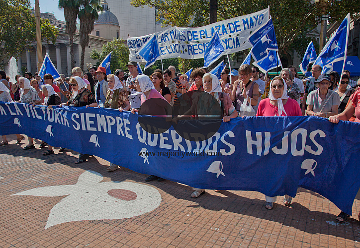 Mothers of Plaza de Mayo during weekly demonstration to establish the fate of their disappeared children and grandchildren during the Dirty War and dictatorship of 1976-1983. Buenos Aires, Argentina.