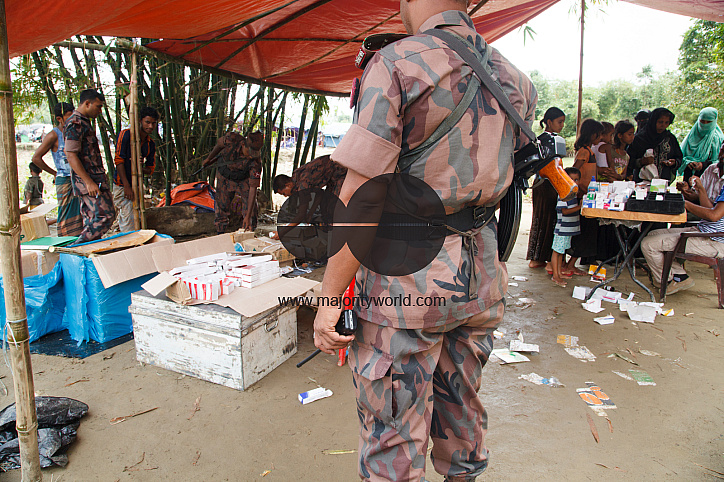 Rohingya Refugee at Tambru No-man's land in Bangladesh-Myanmar border at Tambru, Naikhyangchori, Banderban, Bangladesh