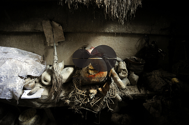 The interior of a traditional healer's home