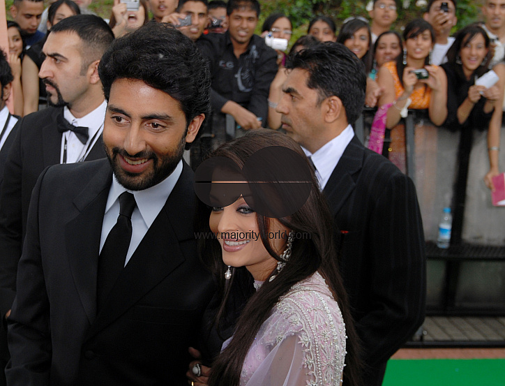 Bollywood golden couple Abhishek Bachchan and Aishwarya Rai talking to journalists at the green carpet for the IIFA Awards in Sheffield, Yorkshire