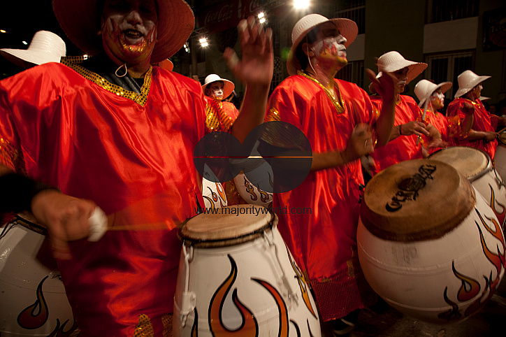 'Traditional 'Murgas' and samba schools during the Llamadas' (the calling) procession that officially starts the carnival in Montevideo, Uruguay. Is the longest carnival in the world, lasting almost 5 weeks