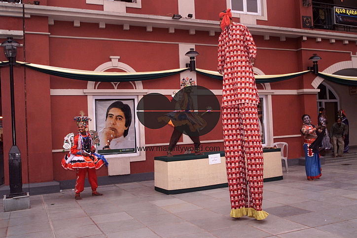 South Indian dancers perform during a stage show at a dance festival in Kolkata, India