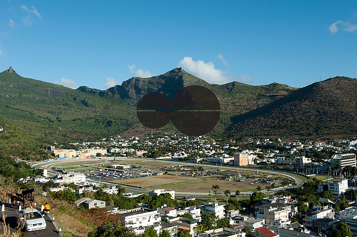 Mauritius. A view over the Champ de Mars Racecourse of Port Louis from Fort Adelaide (La Citadelle).