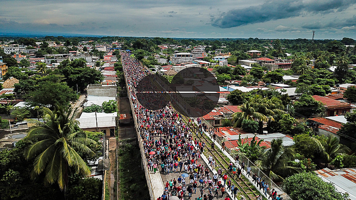 Migrant Caravan from Honduras from Above