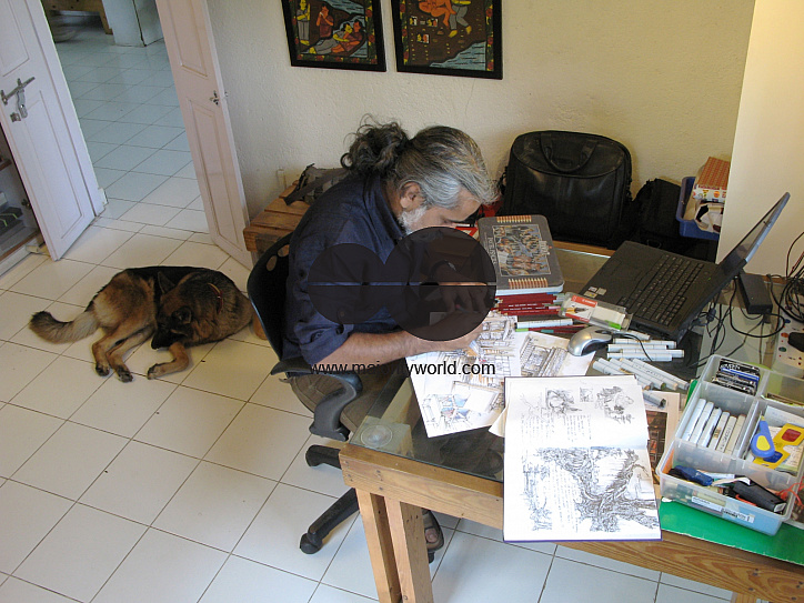 INDIA.Film set designer at his studio in Mumbai.