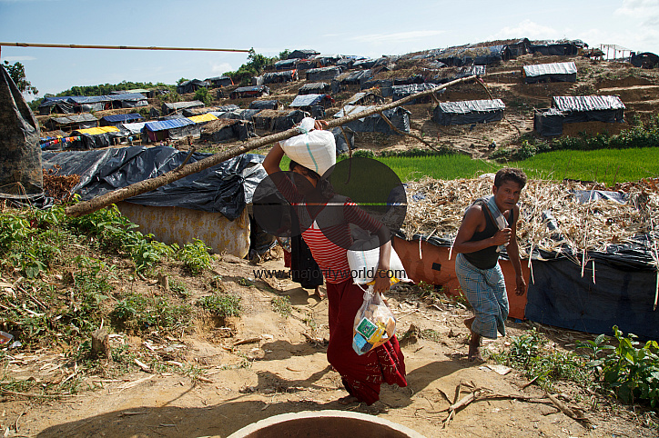 Rohingya Refugee at Tambru No-man's land in Bangladesh-Myanmar border at Tambru, Naikhyangchori, Banderban, Bangladesh