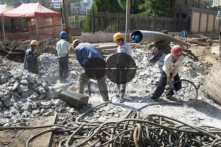 CHINA Migrant workers from the countryside working in construction in Kunming, Yunnan province.