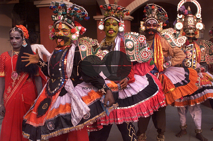 South Indian dancers perform dance during a stage show at a dance festival in Kolkata, India