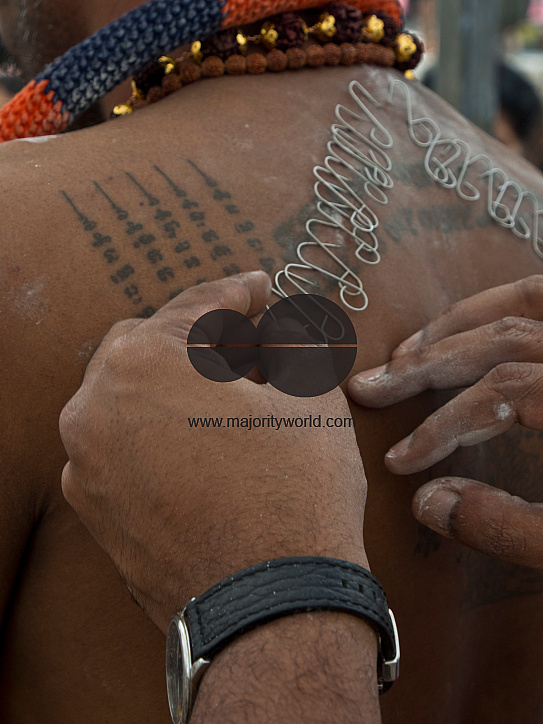 Singapore.17 January,2014. Thaipusam Hindu Tamil festival celebrated in Little India, Singapore. Some devotees have their bodies pierced with skewers