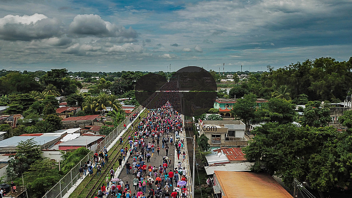 Migrant Caravan from Honduras from Above
