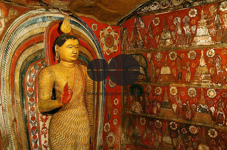 Sri Lanka. Interior of Degaldoruwa Temple. Kandy District.
