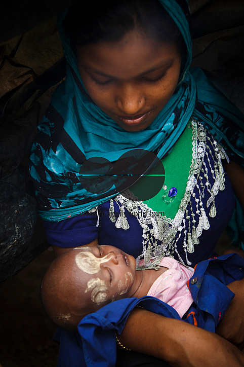 Rohingya Refugee at Tambru No-man's land in Bangladesh-Myanmar border at Tambru, Naikhyangchori, Banderban, Bangladesh