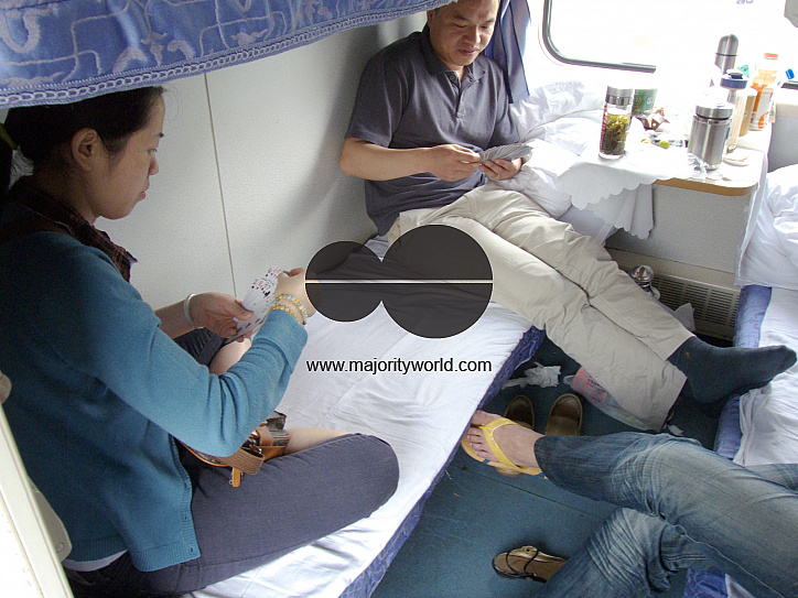 CHINA Travellers on a long distance train from Kunming to Xiamen.