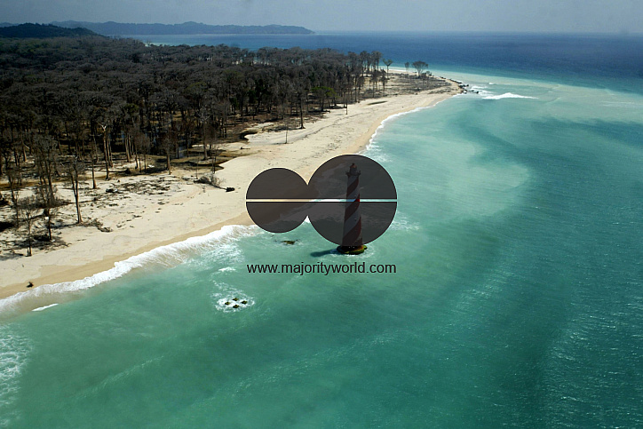 An aerial view is seen after tsunami at Indira Point in Andaman Nicobar islands, India