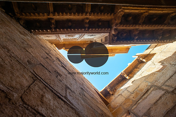  A triangle of blue sky from inside the golden fort, Jaisalmer.
