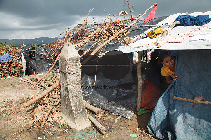 Rohingya Refugee at Tambru No-man's land in Bangladesh-Myanmar border at Tambru, Naikhyangchori, Banderban, Bangladesh