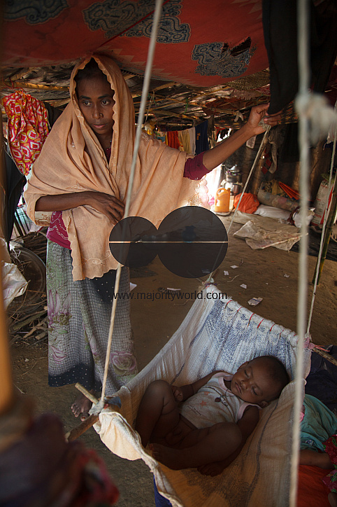 Rohingya Refugee at Tambru No-man's land in Bangladesh-Myanmar border at Tambru, Naikhyangchori, Banderban, Bangladesh
