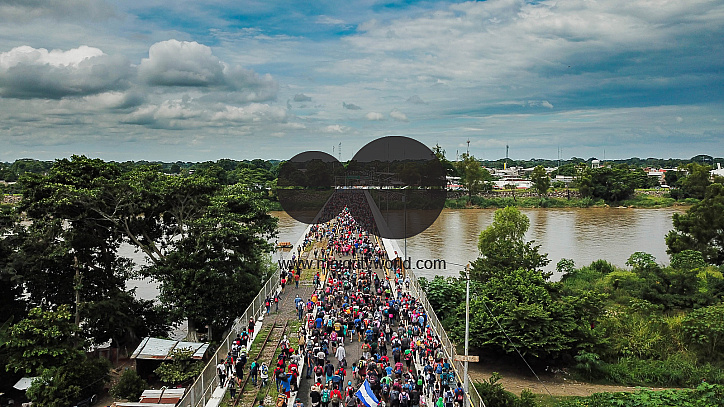 Migrant Caravan from Honduras from Above