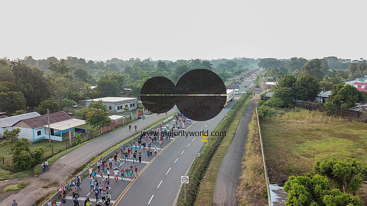 Migrant Caravan from Honduras from Above
