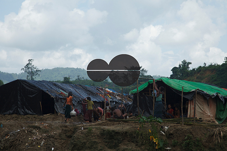 Rohingya Refugee at Tambru No-man's land in Bangladesh-Myanmar border at Tambru, Naikhyangchori, Banderban, Bangladesh