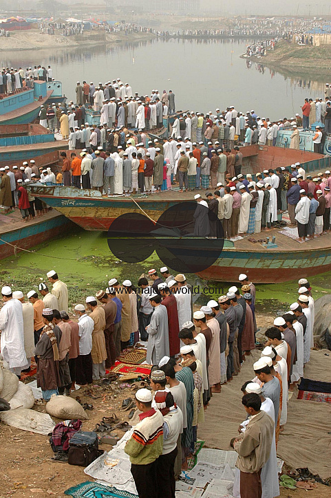 Pilgrims flow into the bank of Turag