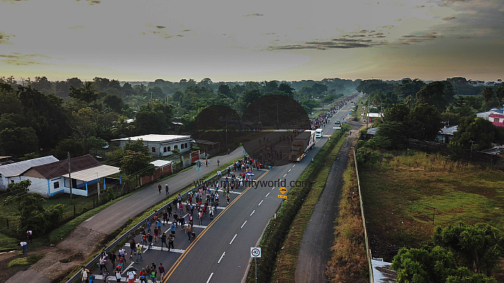 Migrant Caravan from Honduras from Above