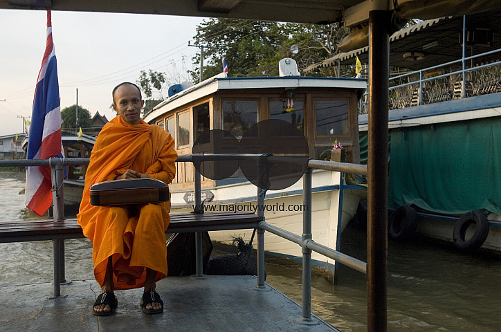 Thailand. Monk on Ferry to Ko Kred island.