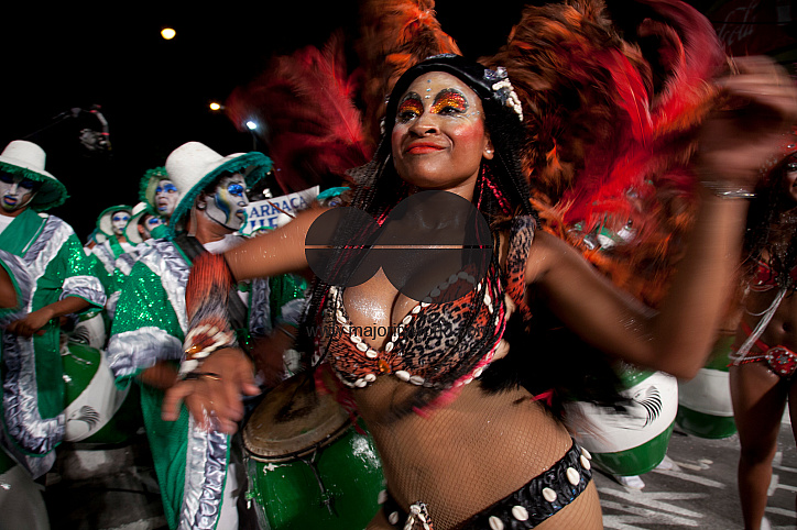 'Traditional 'Murgas' and samba schools during the Llamadas' (the calling) procession that officially starts the carnival in Montevideo, Uruguay. Is the longest carnival in the world, lasting almost 5 weeks