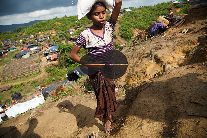 Rohingya Refugee at Tambru No-man's land in Bangladesh-Myanmar border at Tambru, Naikhyangchori, Banderban, Bangladesh