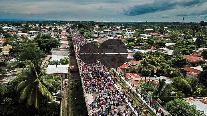 Migrant Caravan from Honduras from Above