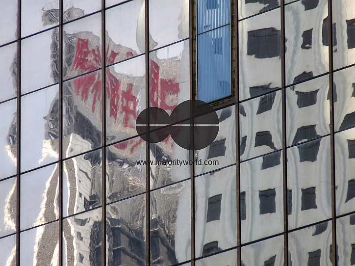 CHINA Reflections on the windows of the Bank of China in Hong Kong.