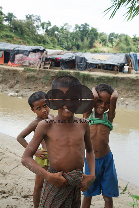 Rohingya Refugee at Tambru No-man's land in Bangladesh-Myanmar border at Tambru, Naikhyangchori, Banderban, Bangladesh