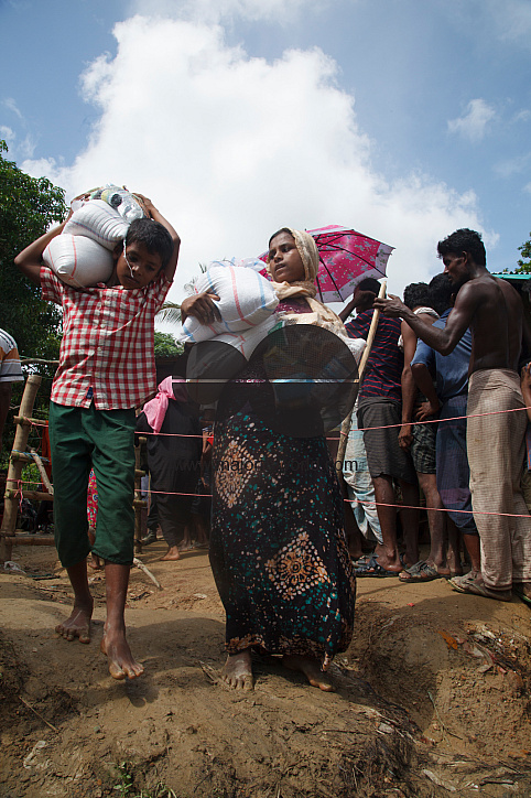 Rohingya Refugee at Tambru No-man's land in Bangladesh-Myanmar border at Tambru, Naikhyangchori, Banderban, Bangladesh