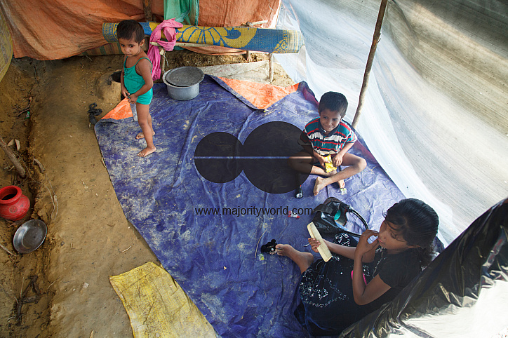 Rohingya Refugee at Tambru No-man's land in Bangladesh-Myanmar border at Tambru, Naikhyangchori, Banderban, Bangladesh