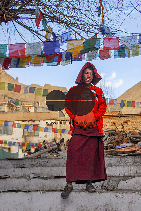 A young monk near the Temple Square in Leh, Ladakh.
