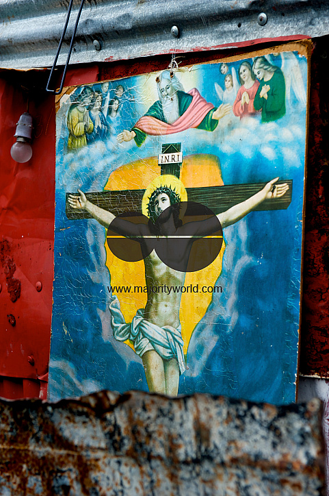Mauritius. Poster of crucifixion.