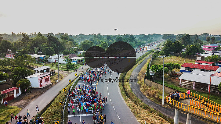 Migrant Caravan from Honduras from Above