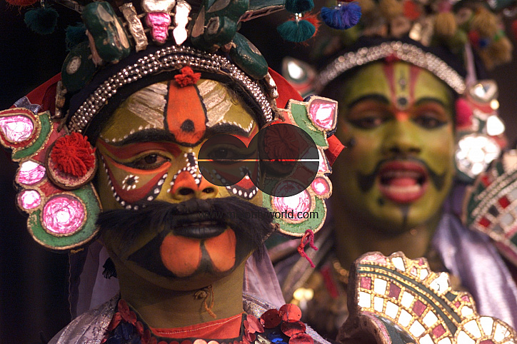 South Indian dancers perform dance during a stage show at a dance festival in Kolkata, India