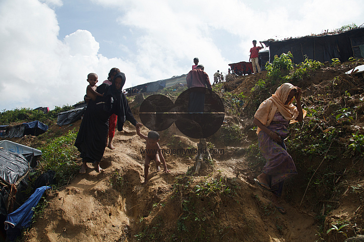 Rohingya Refugee at Tambru No-man's land in Bangladesh-Myanmar border at Tambru, Naikhyangchori, Banderban, Bangladesh