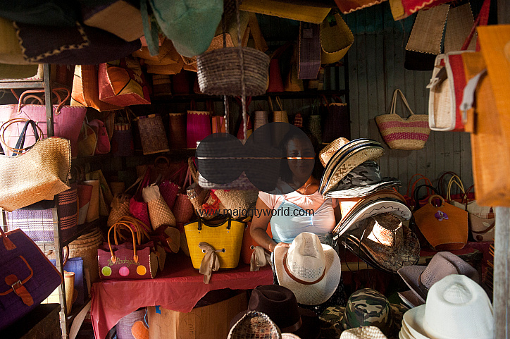 Rodrigues. Hat and basket shop in Port Mathurin.