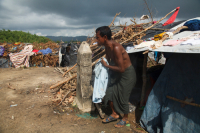 Rohingya Refugee at Tambru No-man's land in Bangladesh-Myanmar border at Tambru, Naikhyangchori, Banderban, Bangladesh