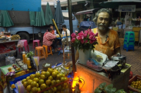 Thailand. Fruit juice stall, Bangkok. Market.
