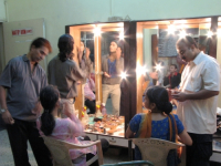 INDIA.Dancers at the make up room at a film studio set in Mumbai.